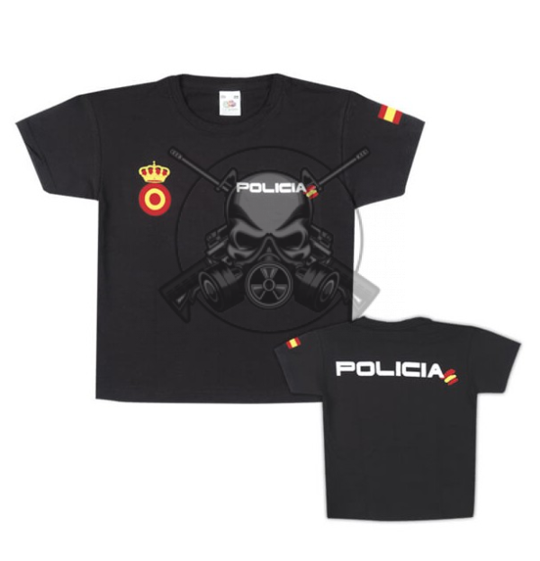 CAMISETA MANGA CORTA NIÑO POLICÍA NACIONAL NEGRA