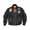 CAZADORA BOMBER NIÑO PARCHES  NEGRA