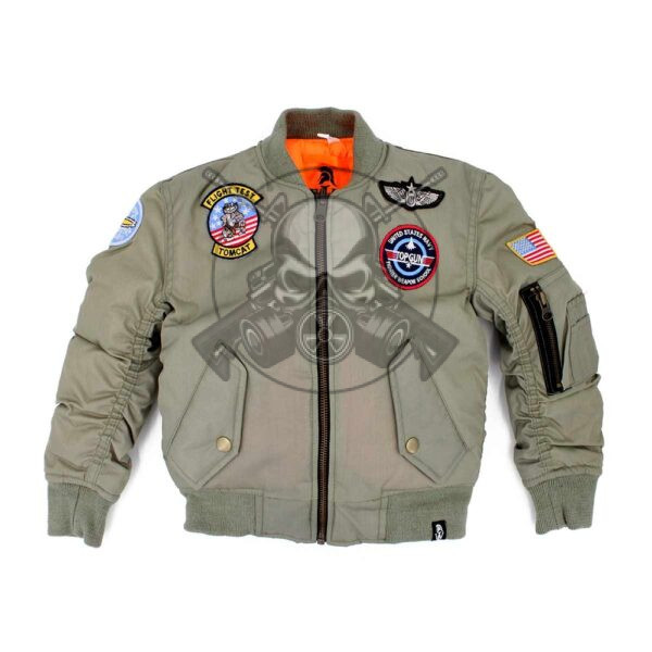 CAZADORA BOMBER PARCHES NIÑO VERDE