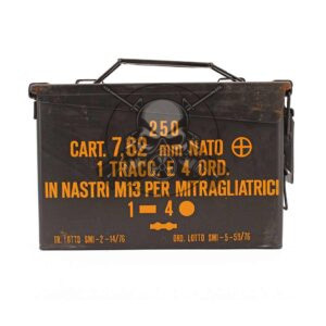 CAJA MUNICIÓN METÁLICA USADA VERDE
