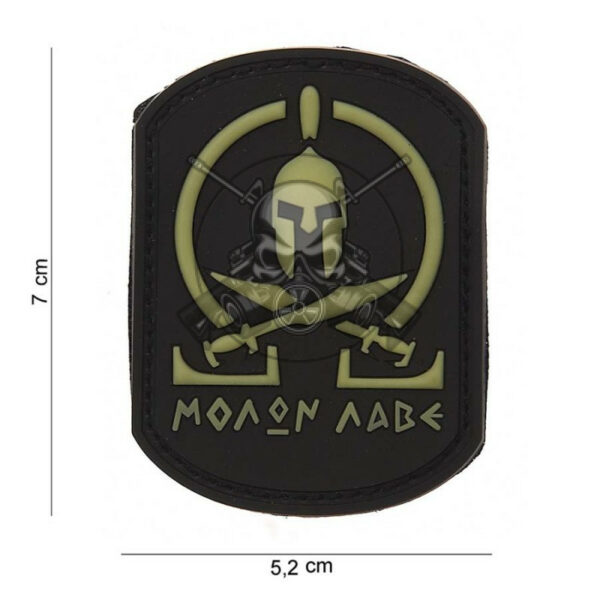 PARCHE PVC 3D SPARTAN MOLON LABE NEGRO/BLANCO