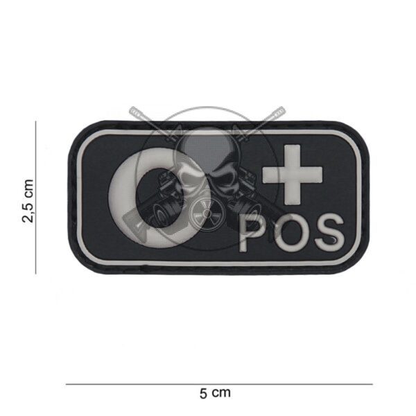 PARCHE PVC GRUPO SANGUINEO 0+ NEGRO