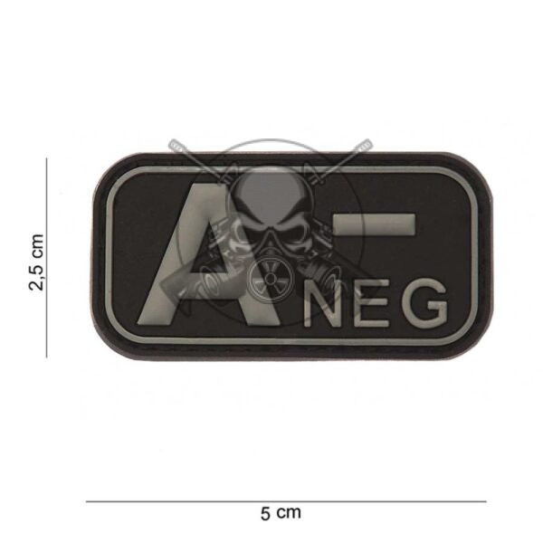 PARCHE PVC GRUPO SANGUINEO A- NEGRO