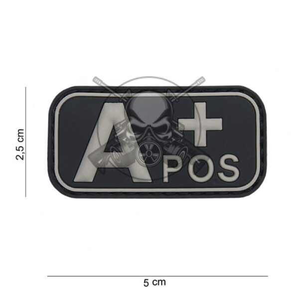 PARCHE PVC GRUPO SANGUINEO A+ NEGRO