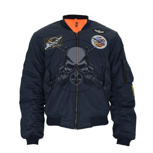 CAZADORA BOMBER PARCHES MARINO