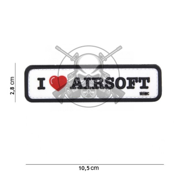 PARCHE PVC 3D I LOVE AIRSOFT BLANCO
