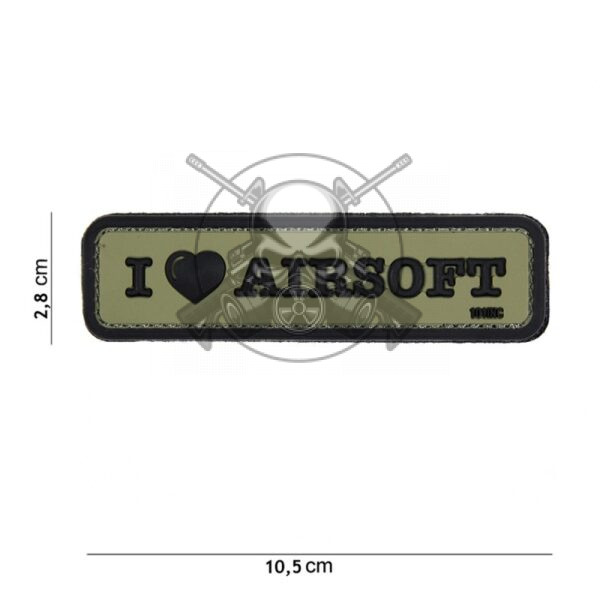 PARCHE PVC 3D I LOVE AIRSOFT VERDE