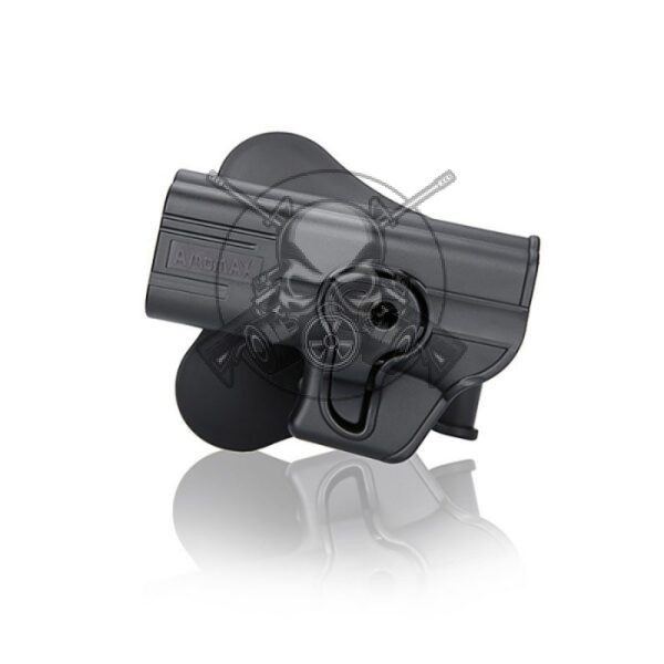 FUNDA PISTOLA RIGIDA ZURDOS AMOMAX GLOCK 19/23/32 NEGRA