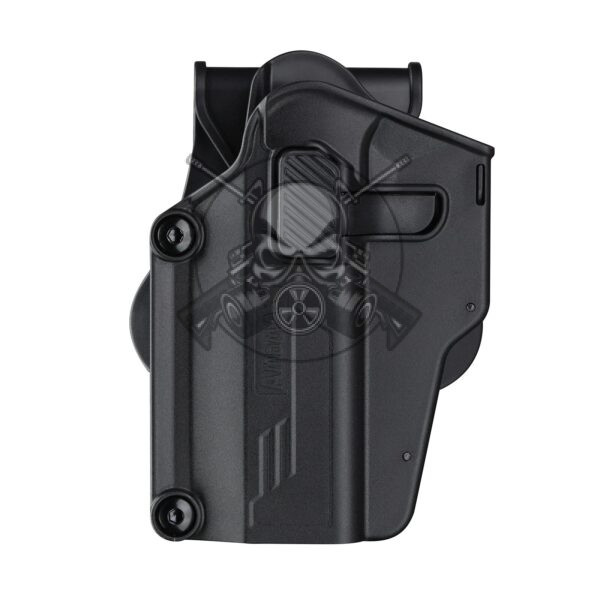 FUNDA PISTOLA RIGIDA ZURDOS AMOMAX UNIVERSAL NEGRA
