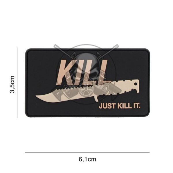 PARCHE PVC 3D CUCHILLO JUST KILL IT NEGRO