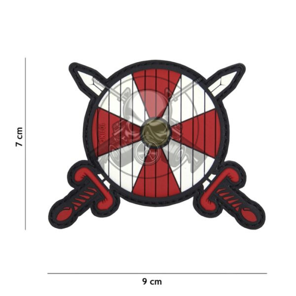 PARCHE PVC 3D ESCUDO-ESPADA NEGRO-ROJO