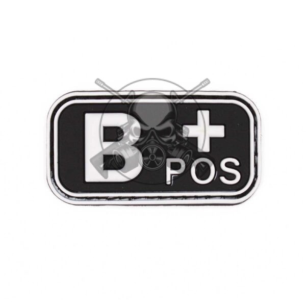 PARCHE PVC GRUPO SANGUINEO B POS NEGRO