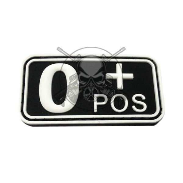 PARCHE PVC GRUPO SANGUINEO O POS NEGRO
