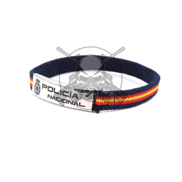 PULSERA ESPAÑA ELASTICA CHAPA POLICIA NACIONAL